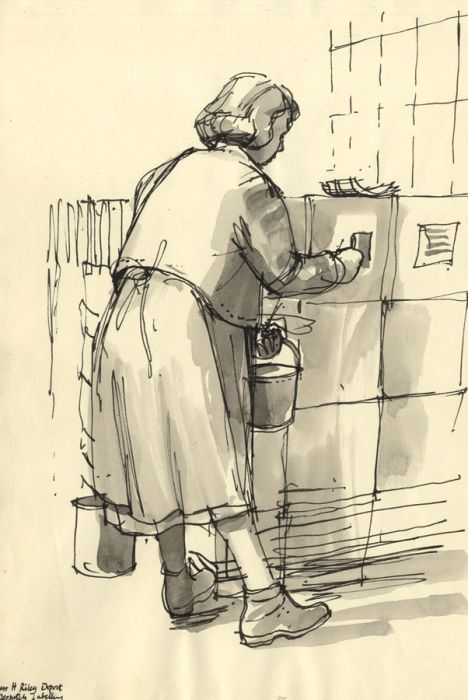 Paul Sharp - Mid 20th Century Pen and Ink Drawing, Portrait of Miss H  Riley