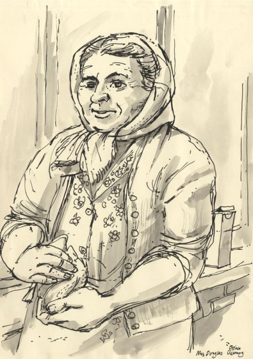 Paul Sharp - Mid 20th Century Pen and Ink Drawing, Portrait of Mrs Douglas