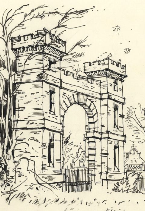 Paul Sharp - 1963 Pen and Ink Drawing, Arch, Brookmans Park, Herts