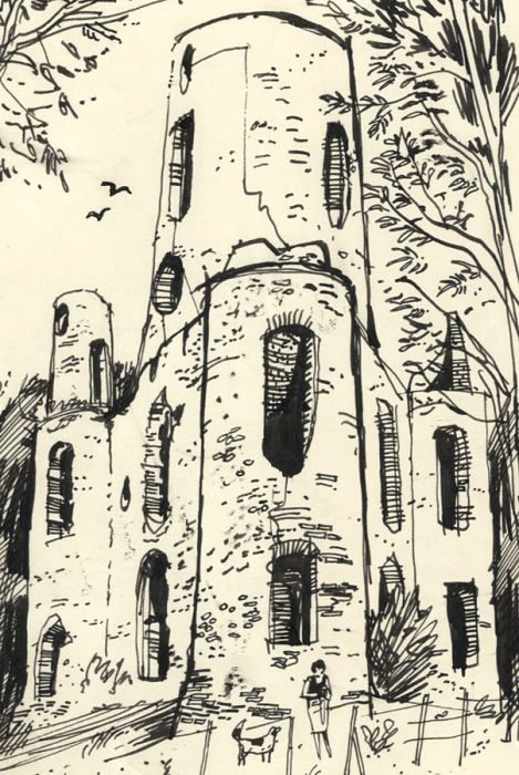 Paul Sharp - 1963 Pen and Ink Drawing, Racton Tower, Sussex