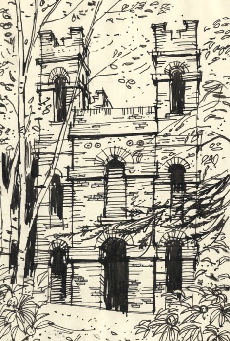 Paul Sharp - 1963 Pen and Ink Drawing, Belvedere, Claremont, Surrey