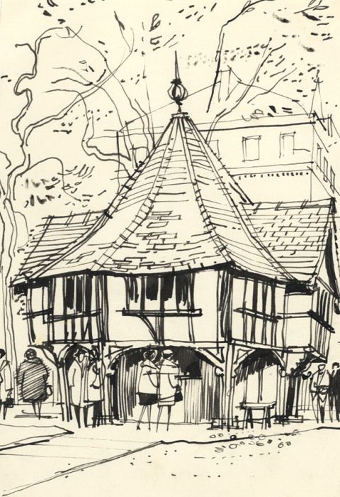 Paul Sharp - 1963 Pen and Ink Drawing, Toolshed, Soho Square, London