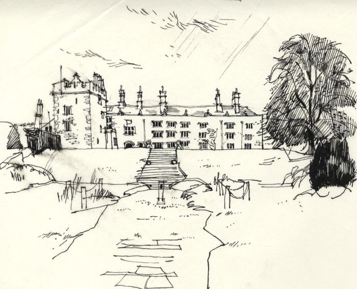 Paul Sharp - Mid 20th Century Pen and Ink Drawing, Country House