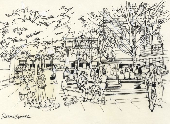 Paul Sharp - Mid 20th Century Pen and Ink Drawing, Sloane Square, London