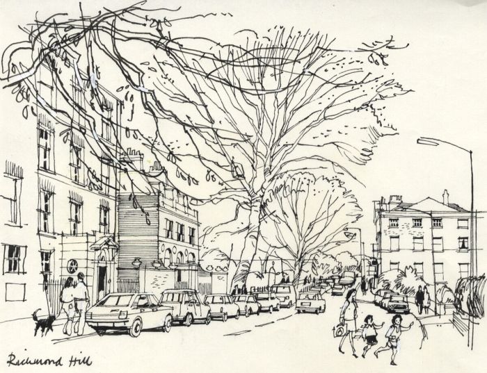 Paul Sharp - Mid 20th Century Pen and Ink Drawing, Richmond Hill, London