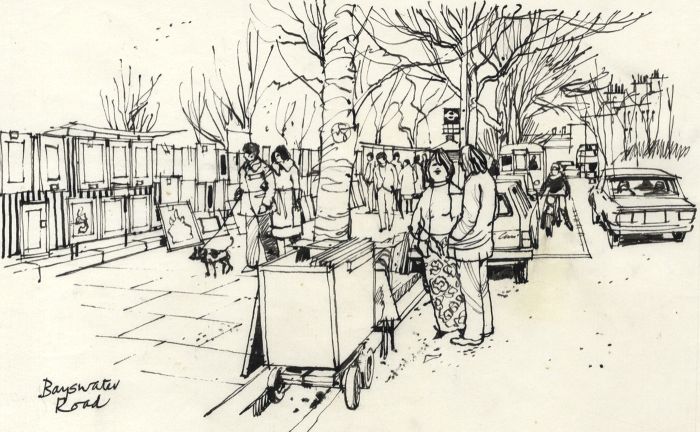 Paul Sharp - Mid 20th Century Pen and Ink Drawing, Baywater Road, London