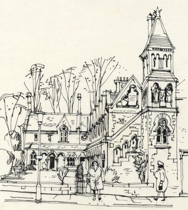 Paul Sharp - Mid 20th Century Pen and Ink Drawing, Building, London