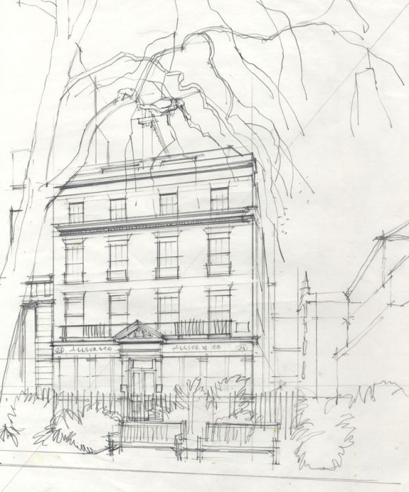 Paul Sharp - Mid 20th Century Graphite Drawing, Building