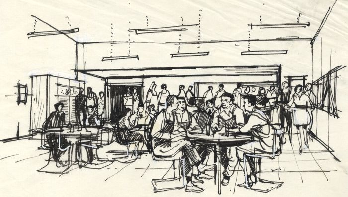 Paul Sharp - Mid 20th Century Pen and Ink Drawing, Canteen
