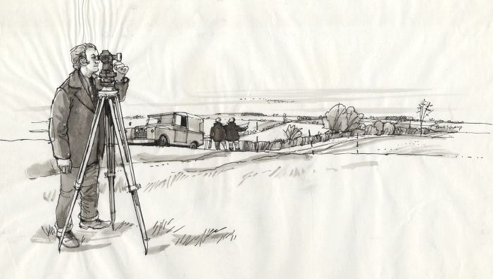 Paul Sharp - Mid 20th Century Pen and Ink Drawing, Surveyor