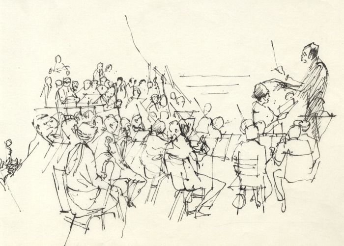 Paul Sharp - Mid 20th Century Pen and Ink Drawing, Orchestra
