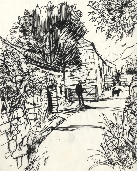 Paul Sharp - Mid 20th Century Pen and Ink Drawing, Country Lane