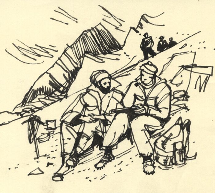 Paul Sharp - Mid 20th Century Pen and Ink Drawing, Mountaineering
