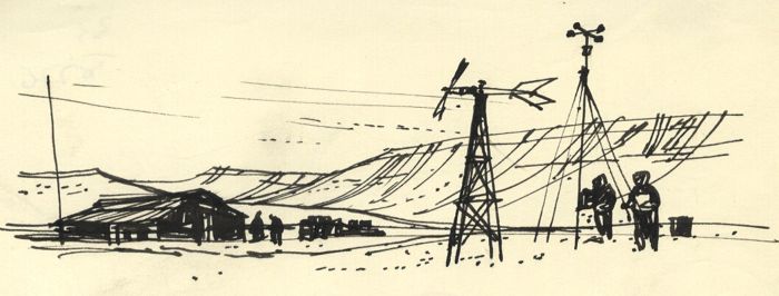 Paul Sharp - Mid 20th Century Pen and Ink Drawing, Weather Station