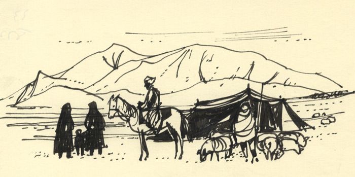 Paul Sharp - Mid 20th Century Pen and Ink Drawing, Bedouin, Central Asia