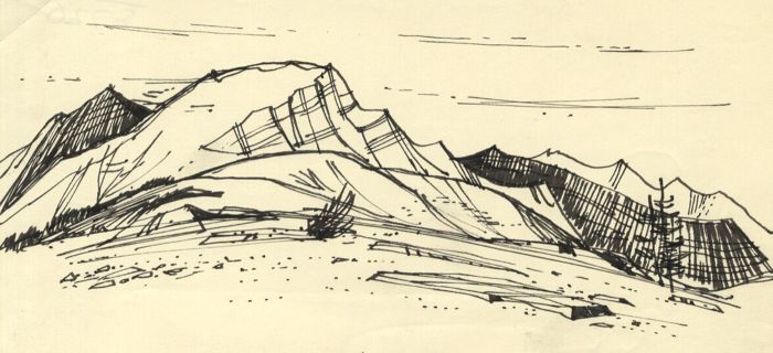 Paul Sharp - Mid 20th Century Pen and Ink Drawing, Mountains, Europe