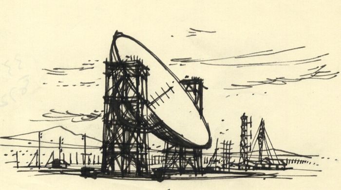 Paul Sharp - Mid 20th Century Pen and Ink Drawing, Satellite Dish