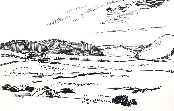 Paul Sharp - 1975 Pen and Ink Drawing, From Cold Fell, Cumbria