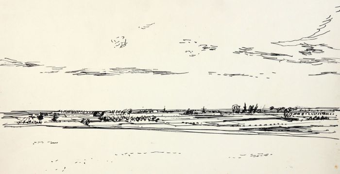 Paul Sharp - Mid 20th Century Graphite Drawing, Scheldt River