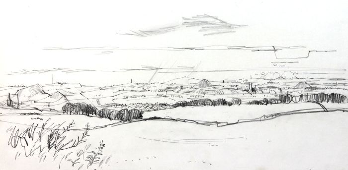 Paul Sharp - Mid 20th Century Graphite Drawing, Landscape View, Newcastle