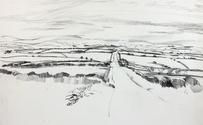 Paul Sharp - Mid 20th Century Graphite Drawing, Road to Egremont