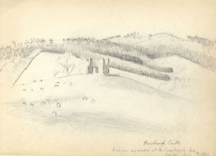 Frances Watt - Mid 20th Century Graphite Drawing, Horsbrugh Castle, Scotland