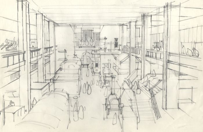 Paul Sharp - Mid 20th Century Graphite Drawing, At the Science Museum