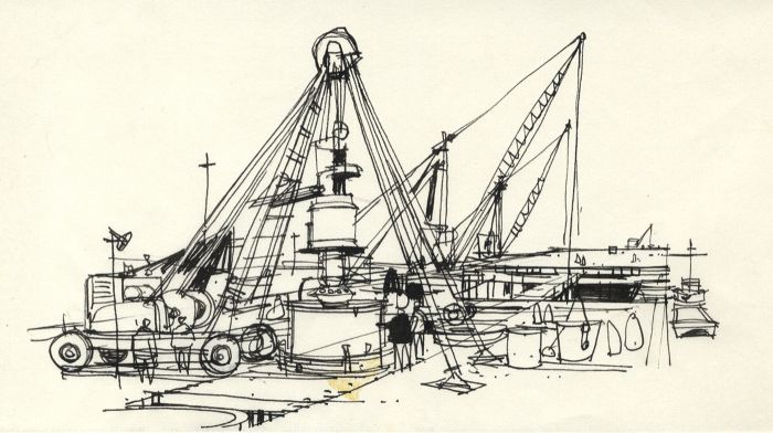 Paul Sharp - Mid 20th Century Pen and Ink Drawing, Construction Site