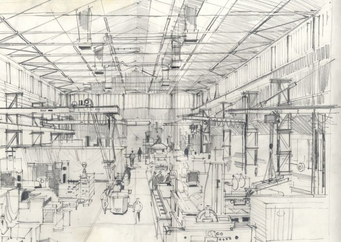 Paul Sharp - Mid 20th Century Graphite Drawing, Coventry Gauge, Engineers