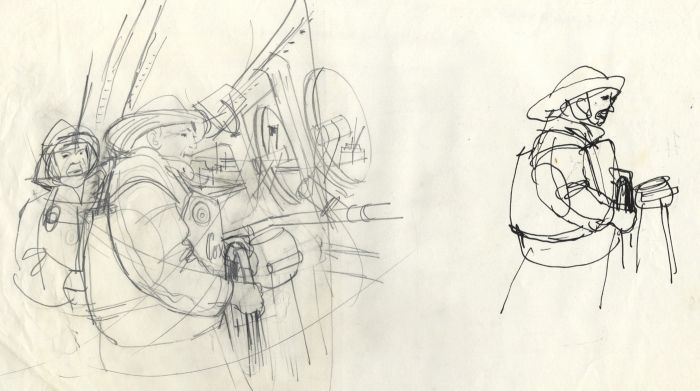Paul Sharp - 1965 Graphite Drawing, Sketch for 'Lifeboat Green to White'