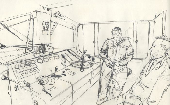 Paul Sharp - 1965 Graphite Drawing, Sketch for 'Lifeboat Green to White'