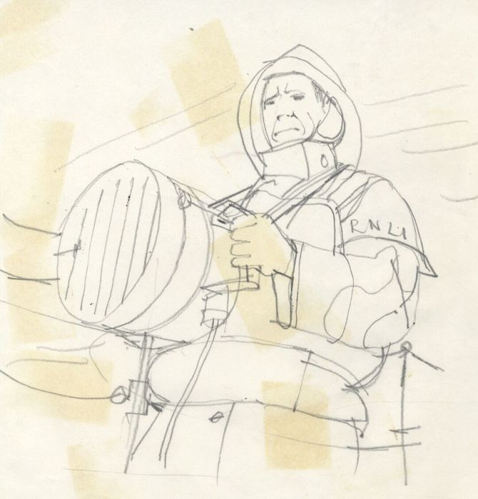 Paul Sharp - 1965 Graphite Drawing, Sketch for 'Lifeboat Green to White'