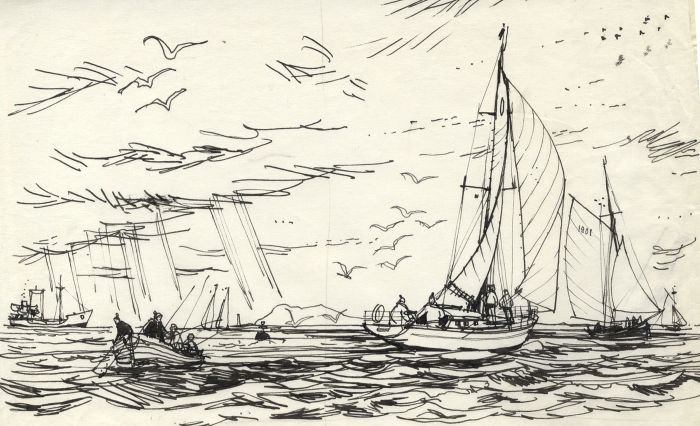 Paul Sharp - 1965 Graphite Drawing, Sketch for 'Lifeboat Green to White'