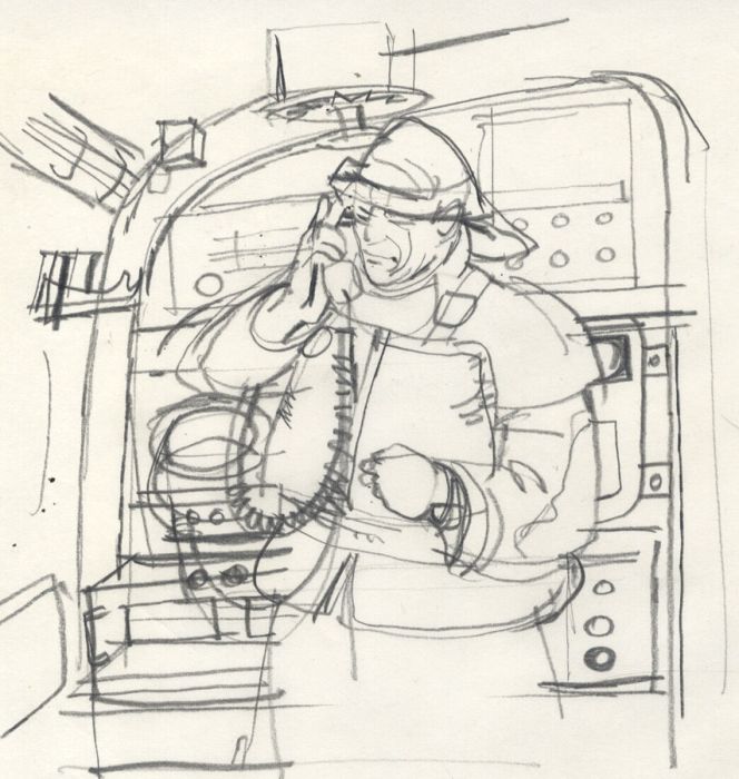 Paul Sharp - 1965 Graphite Drawing, Sketch for 'Lifeboat Green to White'