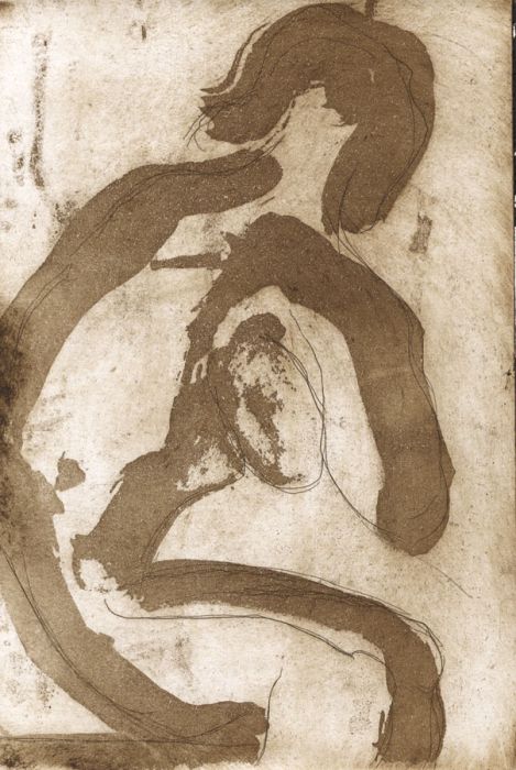 Joan Lewis - Contemporary Monotype, Seated Nude