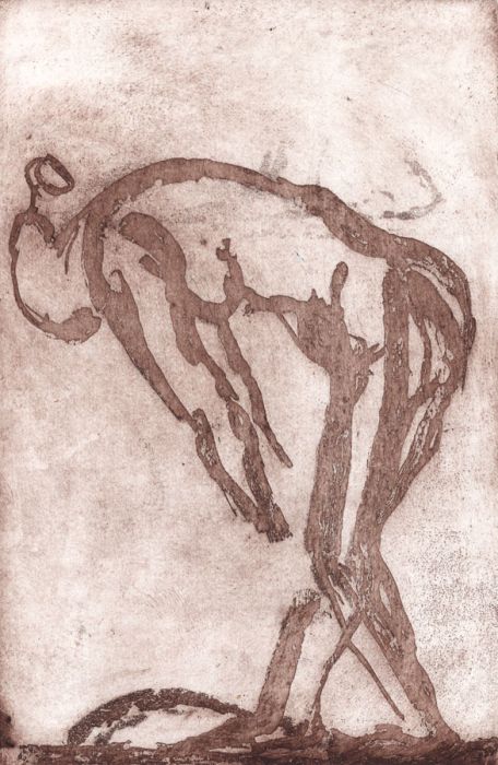 Joan Lewis - Contemporary Monotype, Bending Figure