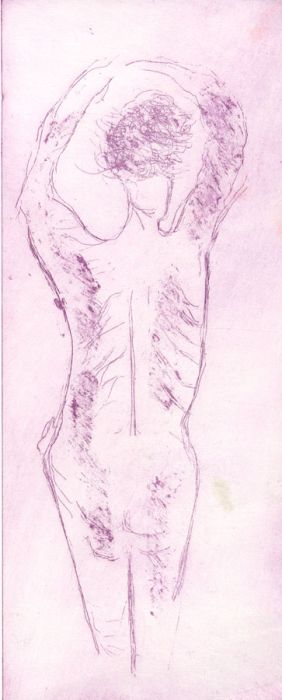 Joan Lewis - Contemporary Monotype, Back View, Cerise