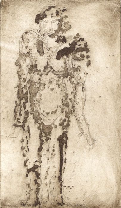 Joan Lewis - Contemporary Monotype, Standing Nude