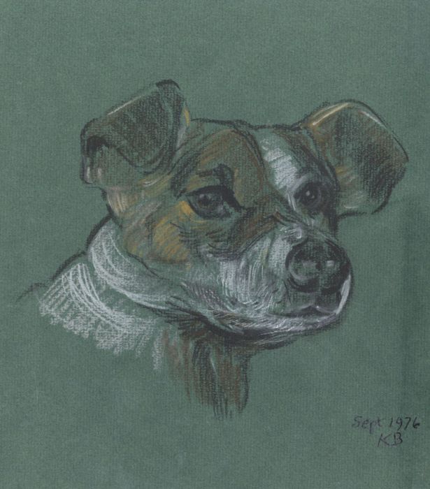 Keith Burtonshaw - 1976 Pastel, Jack Russell Terrier