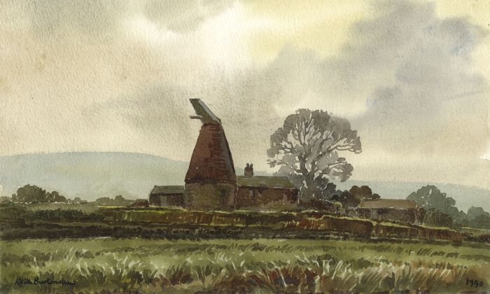 Keith Burtonshaw - 1990 Watercolour, Kentish Oast