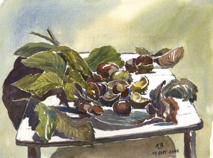 Keith Burtonshaw - 2005 Watercolour, Horse Chestnuts