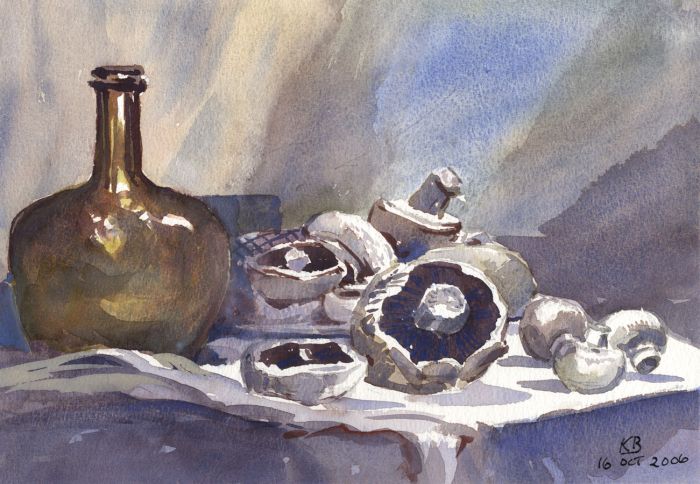 Keith Burtonshaw - 2006 Watercolour, Still Life with Mushrooms