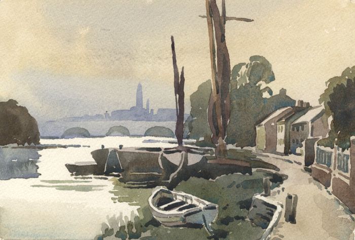 Keith Burtonshaw - Contemporary Watercolour, Riverside View