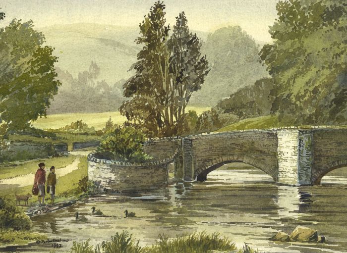Keith Burtonshaw - 1992 Watercolour, Sheep Dip Bridge, Ashford-in-the-Water