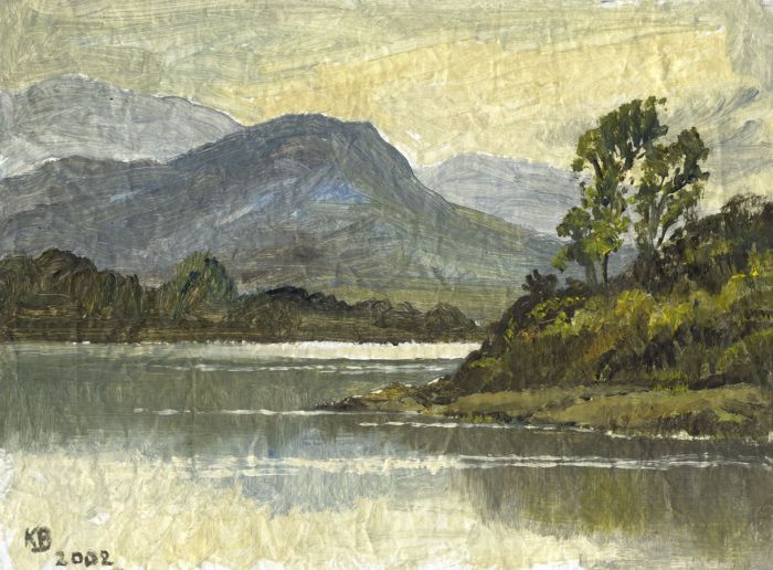 Keith Burtonshaw - 2002 Oil, Lake with Mountains