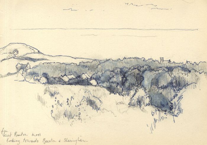 Frances Watt - 1959 Pen and Ink Drawing, View from West Runton Moor
