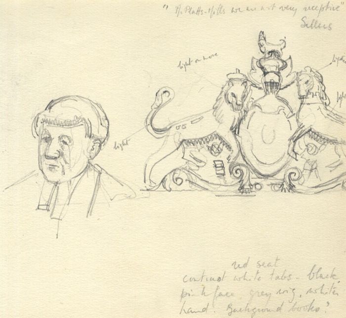 Frances Watt - Mid 20th Century Graphite Drawing, Court Room Sketches