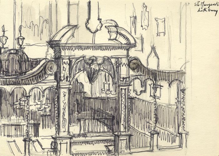 Frances Watt - Mid 20th Century Pen and Ink Drawing, Court Room