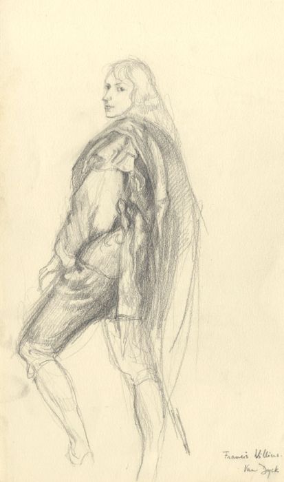 Frances Watt - Mid 20th Century Pen and Ink Drawing, Villiers after Van Dyck