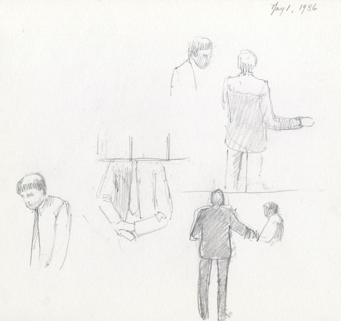 Frances Watt - 1986 Graphite Drawing, City Traders